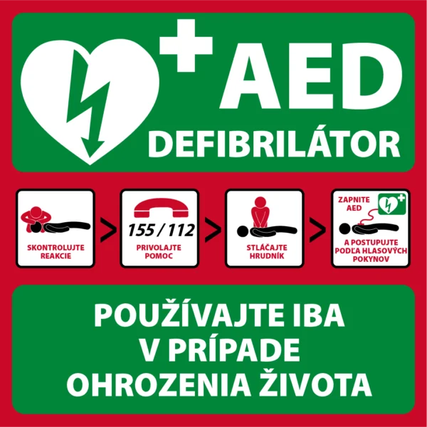 AED tabuľa prvej pomoci k AED defibrilátoru