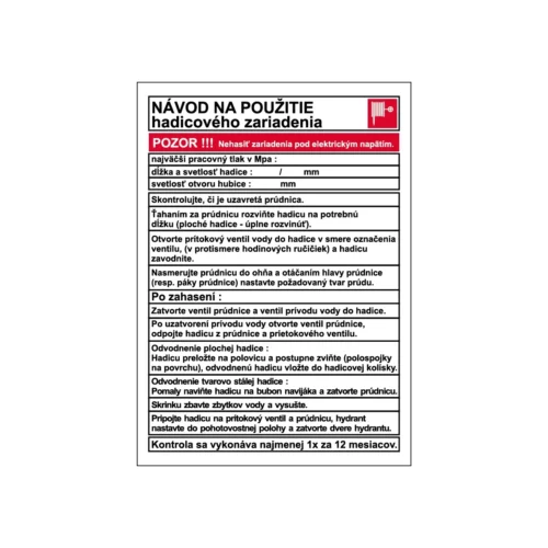 Návod na použitie hydrantu