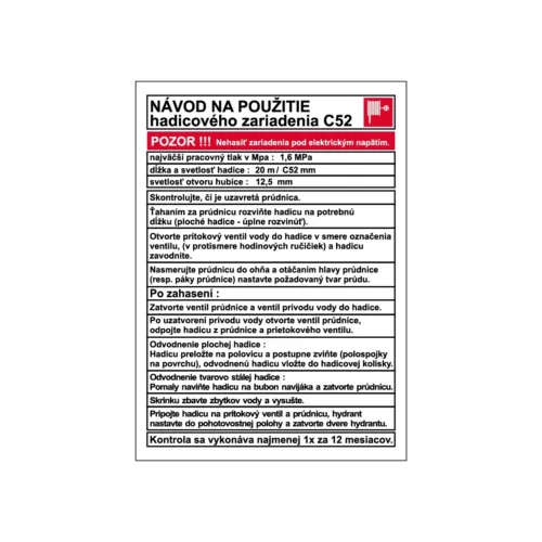 Návod na použitie hydrantu C52