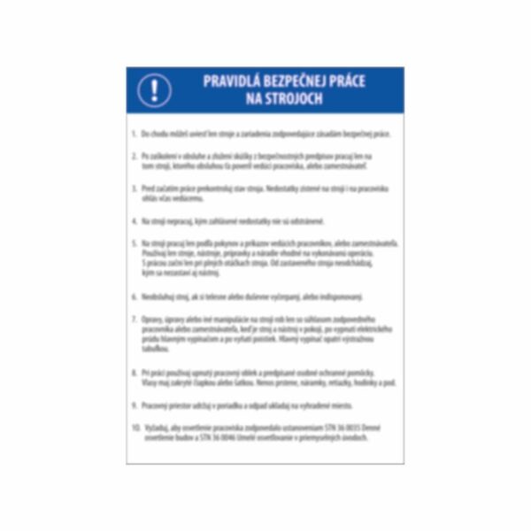 Pravidlá bezpečnej práce na strojoch