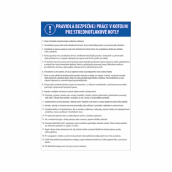 Pravidlá bezpečnej práce pre strednotlakové kotle