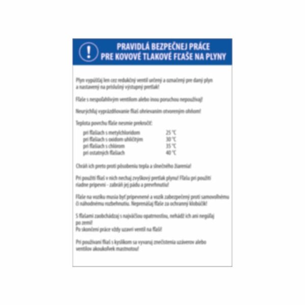 Pravidlá bezpečnej práce pre tlakové fľaše na plyny