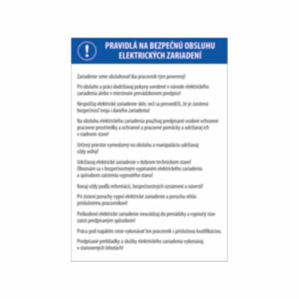 Pravidlá na obsluhu elektrických zariadení
