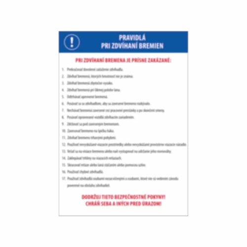 Pravidlá pri zdvíhaní bremien