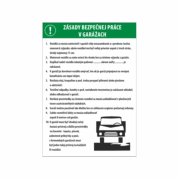 Pravidlá bezpečnej práce v garážach