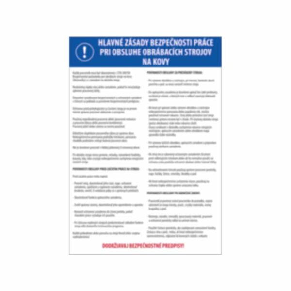 Pravidlá bezpečnej práce pri obsluhe obrábacích strojov