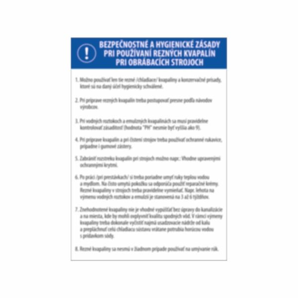 Zásady pri používaní rezných kvapalín pri obrábacích strojoch