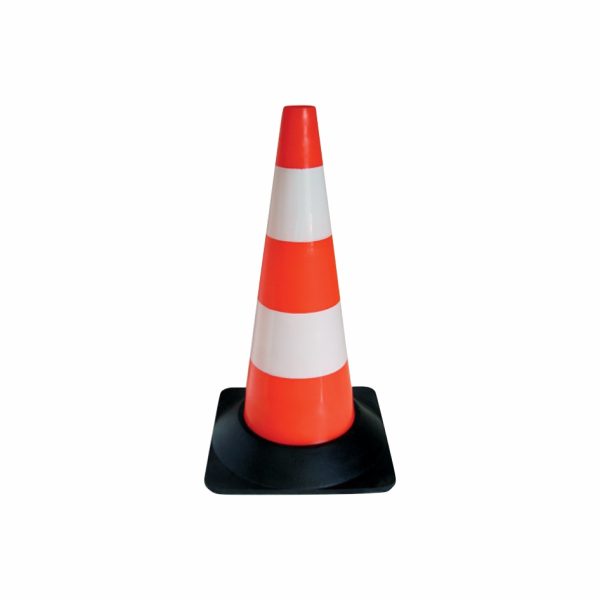 507-kuzel-oranzovo-biely-s-ciernou-zakladnou-50cm 507 - Dopravný kužeľ - oranžový s bielymi pruhmi