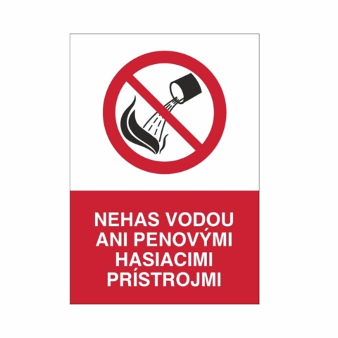 06 - Nehas vodou ani penovými hasiacimi prístrojmi - zvislá elektrotechnická značka