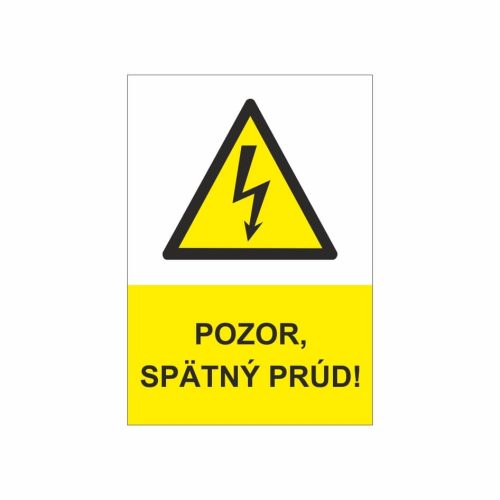 47 Pozor spätný prúd - zvislá označovacia elektrotechnická značka