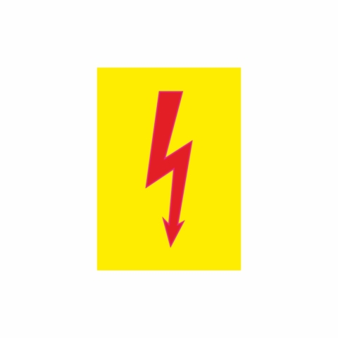 E002SE Blesk žltý veľký - elektrotechnická značka