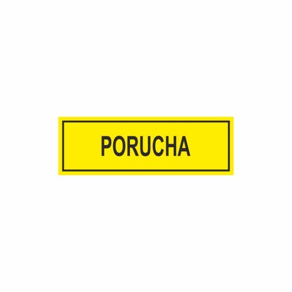 E038SE Porucha - označovacia elektrotechnická značka