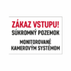 Súkromný pozemok Monitorované kamerovým systémom